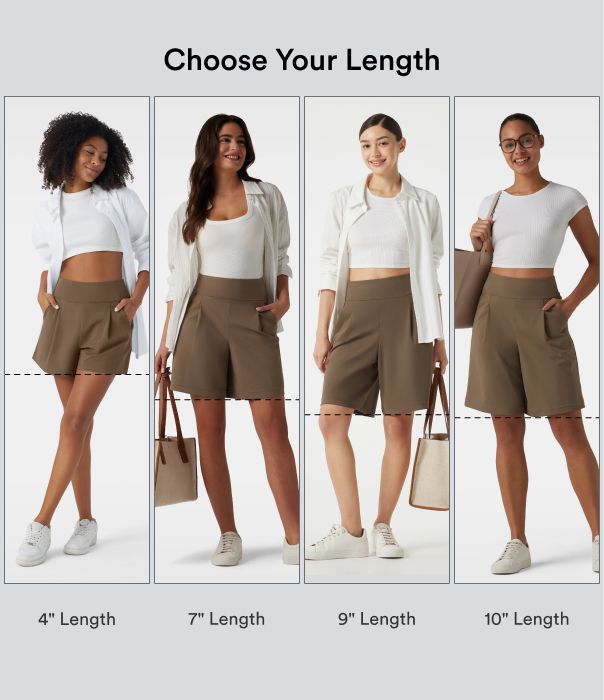 DayStretch High Waisted Work Baggy Shorts 9'' with Pockets