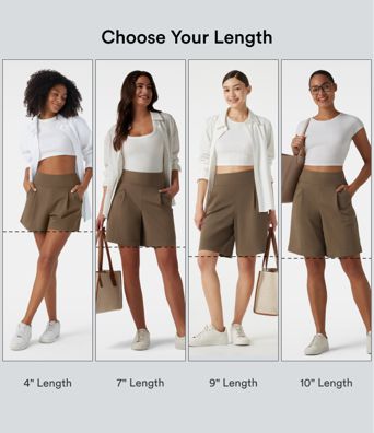 DayStretch High Waisted Work Baggy Shorts 9'' with Pockets