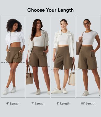 DayStretch High Waisted Pleated Work Bermuda Shorts 10'' with Pockets
