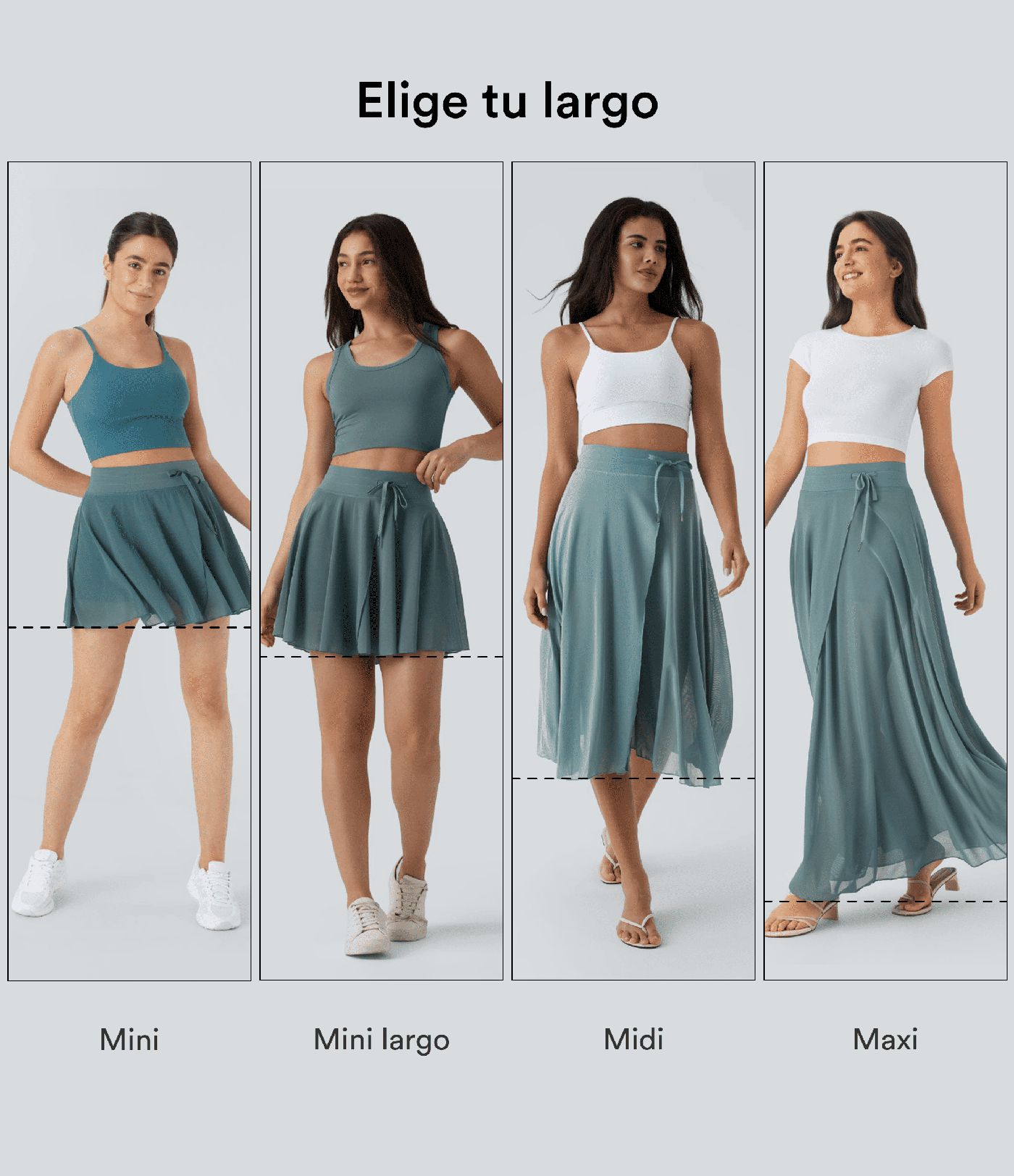 High Waisted Drawstring Contrast Mesh 2-in-1 Side Pocket Flowy Midi Flare Casual Skirt