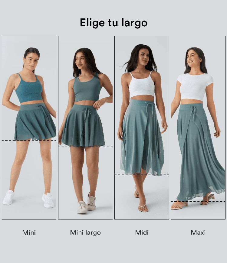 High Waisted Drawstring Contrast Mesh 2-in-1 Side Pocket Flowy Midi Flare Casual Skirt
