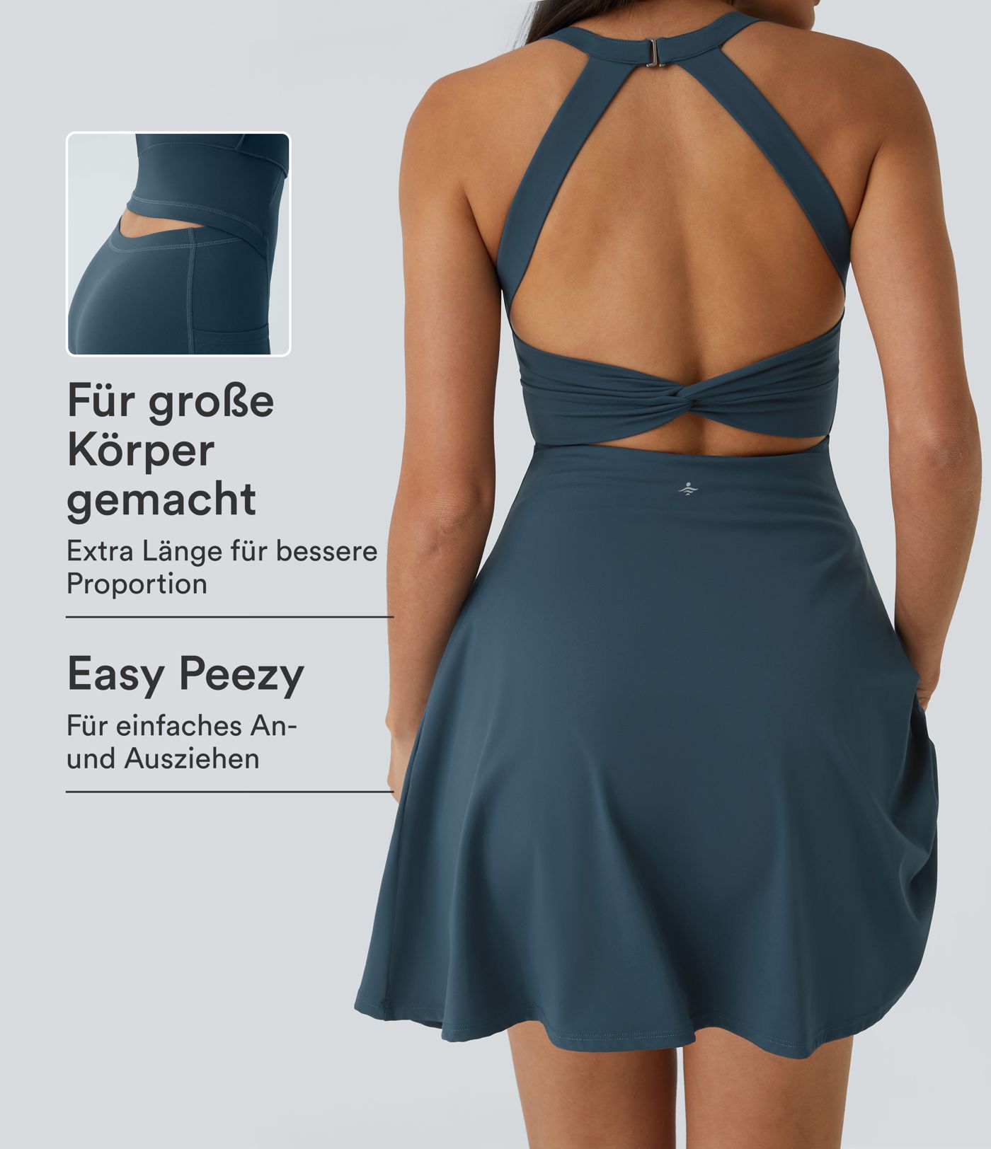 2-in-1-Mini-Tanzkleid mit U-Ausschnitt, rückenfrei, verdrehter Ausschnitt, Seitentasche-Easy Peezy 2-in-1-Mini-Tanzkleid mit U-Ausschnitt, rückenfrei, verdrehter Ausschnitt, Seitentasche-Easy Peezy