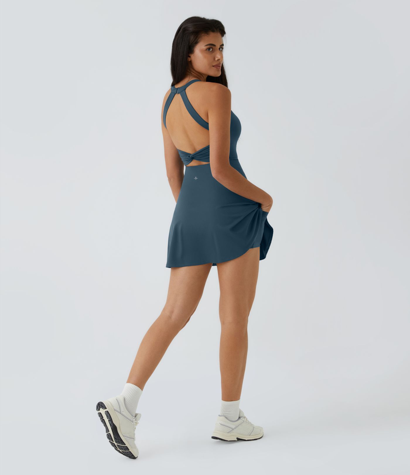2-in-1-Mini-Tanzkleid mit U-Ausschnitt, rückenfrei, verdrehter Ausschnitt, Seitentasche-Easy Peezy 2-in-1-Mini-Tanzkleid mit U-Ausschnitt, rückenfrei, verdrehter Ausschnitt, Seitentasche-Easy Peezy