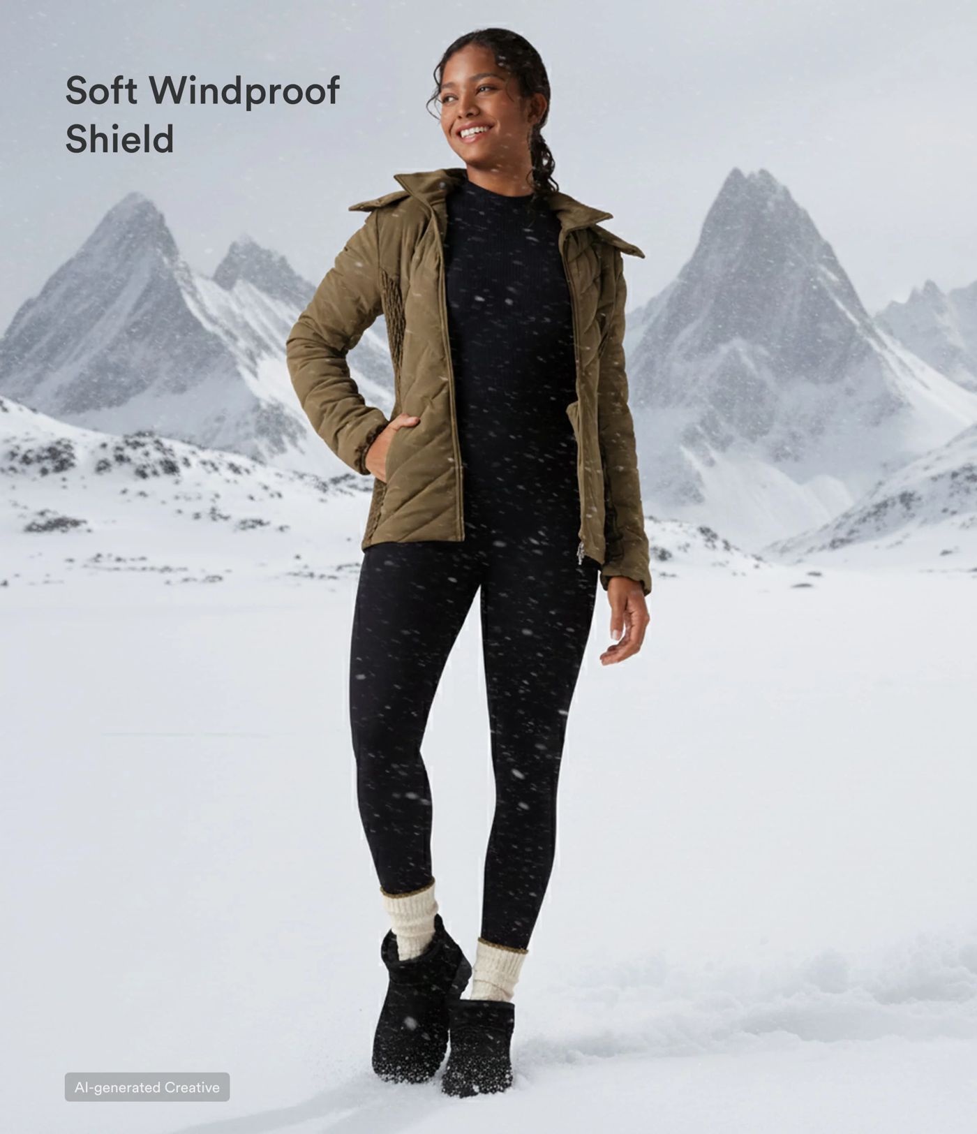 PuffFlex Removable Hood Shirred Casual Padded Jacket with Pockets