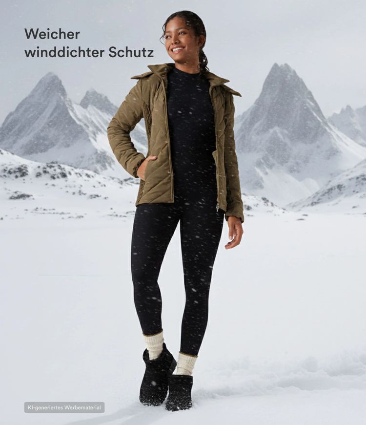 Lässige, geraffte Steppjacke mit abnehmbarer Kapuze, Seitentaschen und langen Ärmeln