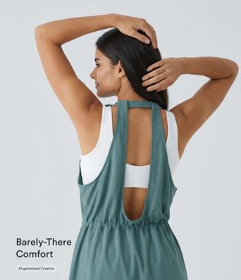 Breezeful™ Pockets Drawstring 2-Piece Quick Dry Mini Hiking Active Dress