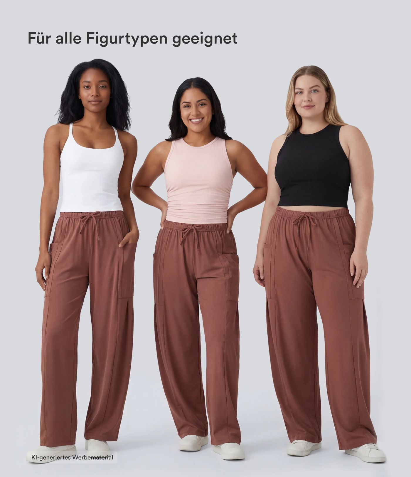 Palazzo Flowy Hose mit weitem Bein, mittelhohem elastischem Bund, Kordelzug und Seitentaschen Palazzo Flowy Hose mit weitem Bein, mittelhohem elastischem Bund, Kordelzug und Seitentaschen