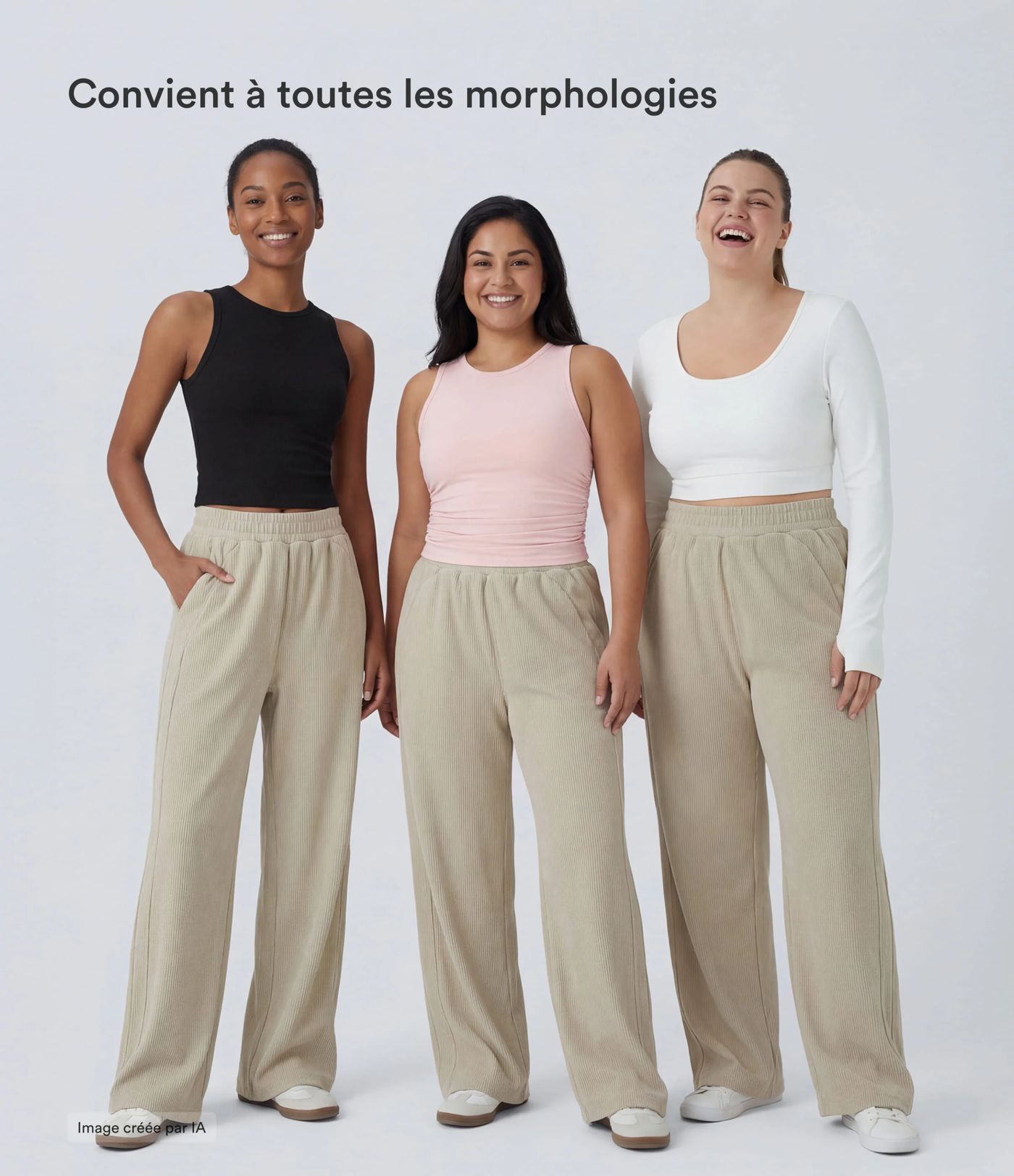 Pantalon velours côtelé de jogging décontracté à taille haute avec poches latérales Pantalon velours côtelé de jogging décontracté à taille haute avec poches latérales