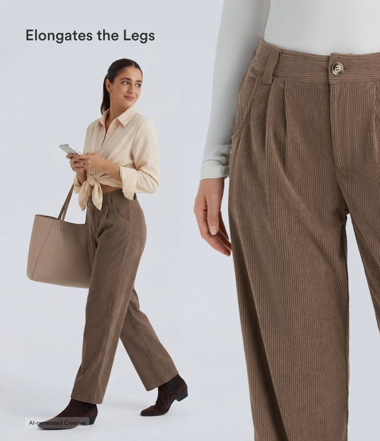 Pantalón de pana de tiro medio con cremallera
