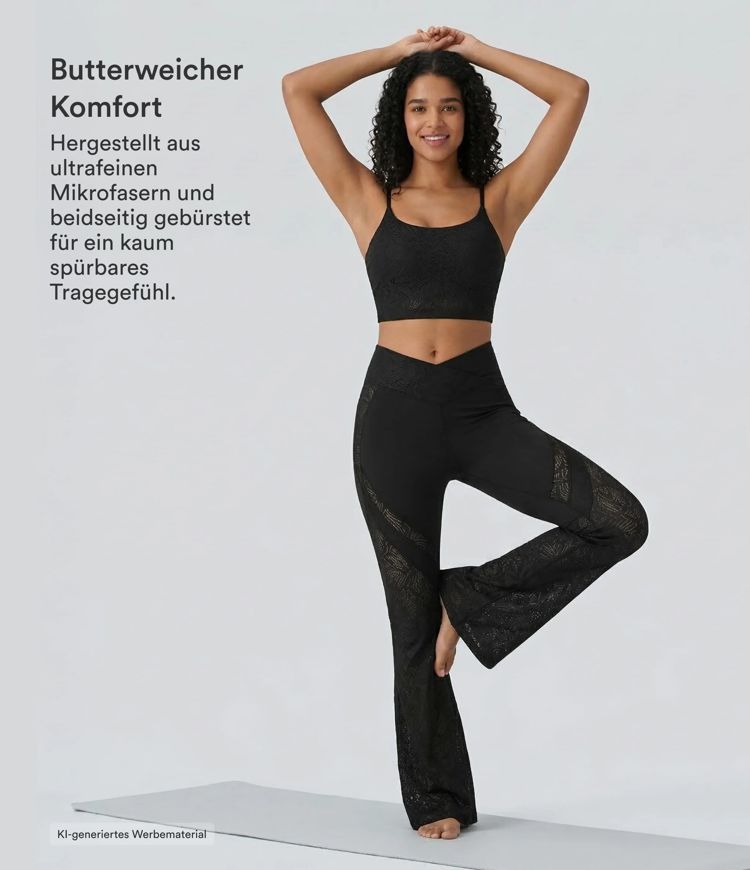 Yoga-Schlagleggings mit eleganter Spitze, hohem Crossover-Bund und Gesäßtasche