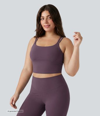 Plus Size Halara UltraSculpt™ Built-in Bra Double Straps Twisted Backless Cropped Yoga Tank Top
