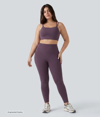 Plus Size Halara UltraSculpt™ Built-in Bra Double Straps Twisted Backless Cropped Yoga Tank Top