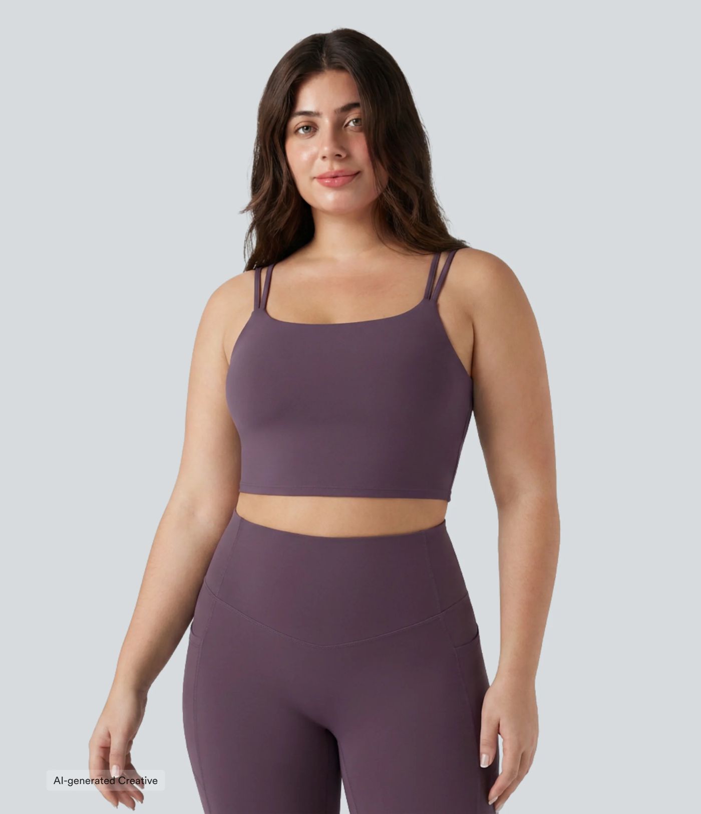 Plus Size Halara UltraSculpt™ Built-in Bra Double Straps Twisted Backless Cropped Yoga Tank Top