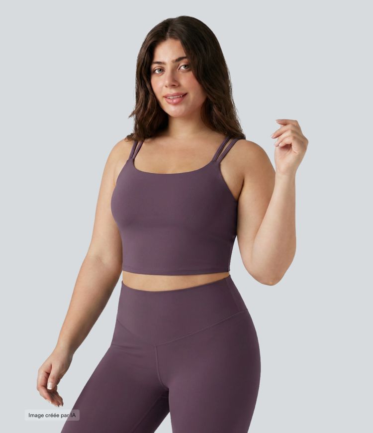 Débardeur de yoga court grande taille Halara UltraSculpt™ torsadé dos nu avec doubles bretelles et brassière intégrée