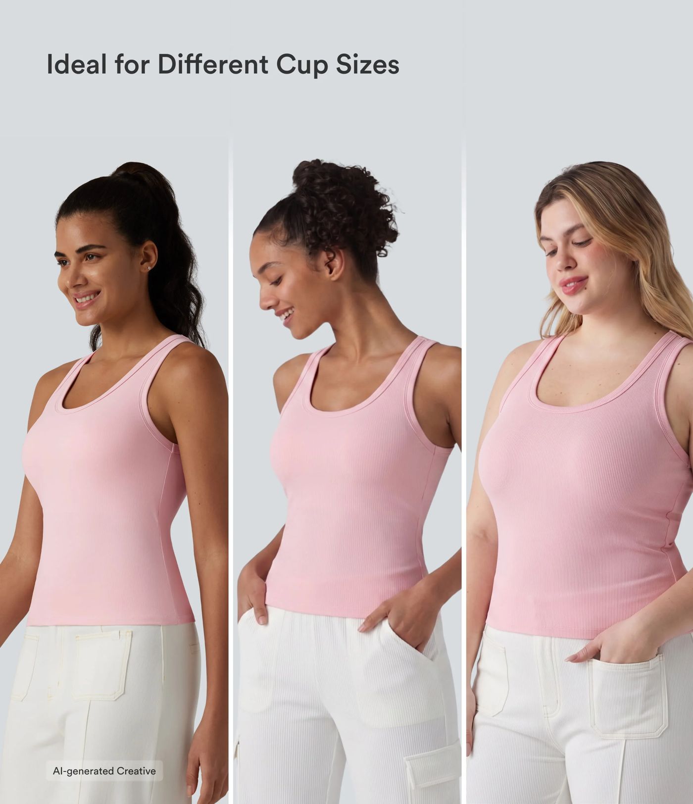 Ribbed Knit U Neck Built-in Bra Dance Tank Top B-E Cups Ribbed Knit U Neck Built-in Bra Dance Tank Top B-E Cups