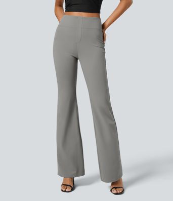 Pantalon tailleur légèrement évasé taille haute avec poches arrière Halara Flex™