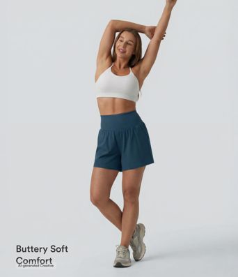 Softlyzero™ Airy High Waisted Tummy Control 2-in-1 InstantCool Yoga Shorts 5'' with Pockets