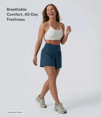Softlyzero™ Airy High Waisted Tummy Control 2-in-1 InstantCool Yoga Shorts 5'' with Pockets
