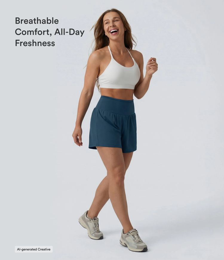 Softlyzero™ Airy High Waisted Tummy Control 2-in-1 InstantCool Yoga Shorts 5'' with Pockets
