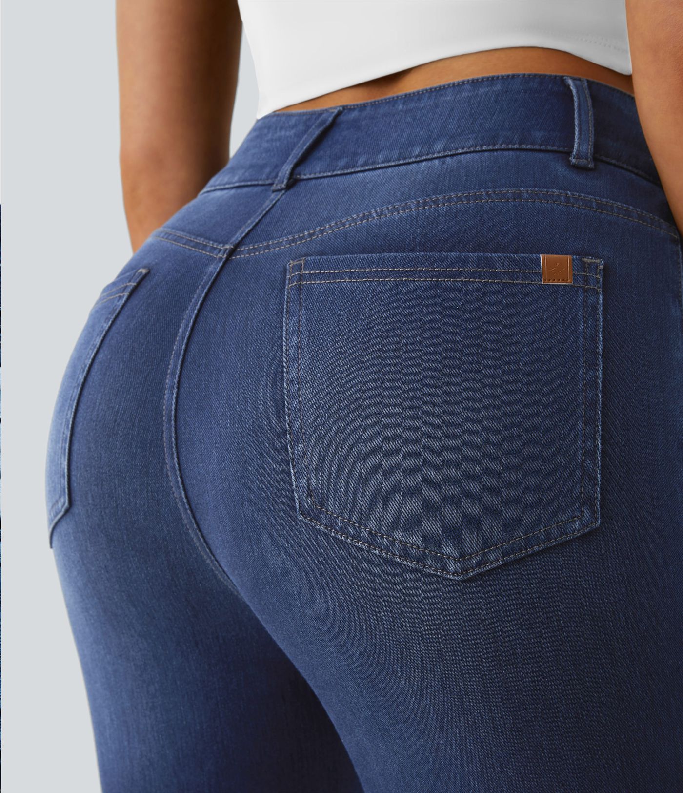 Halara Flex™ Jean skinny Casual Taille Haute Fermeture Éclair Boutonnés Plusieurs Poches Tricot Extensible
