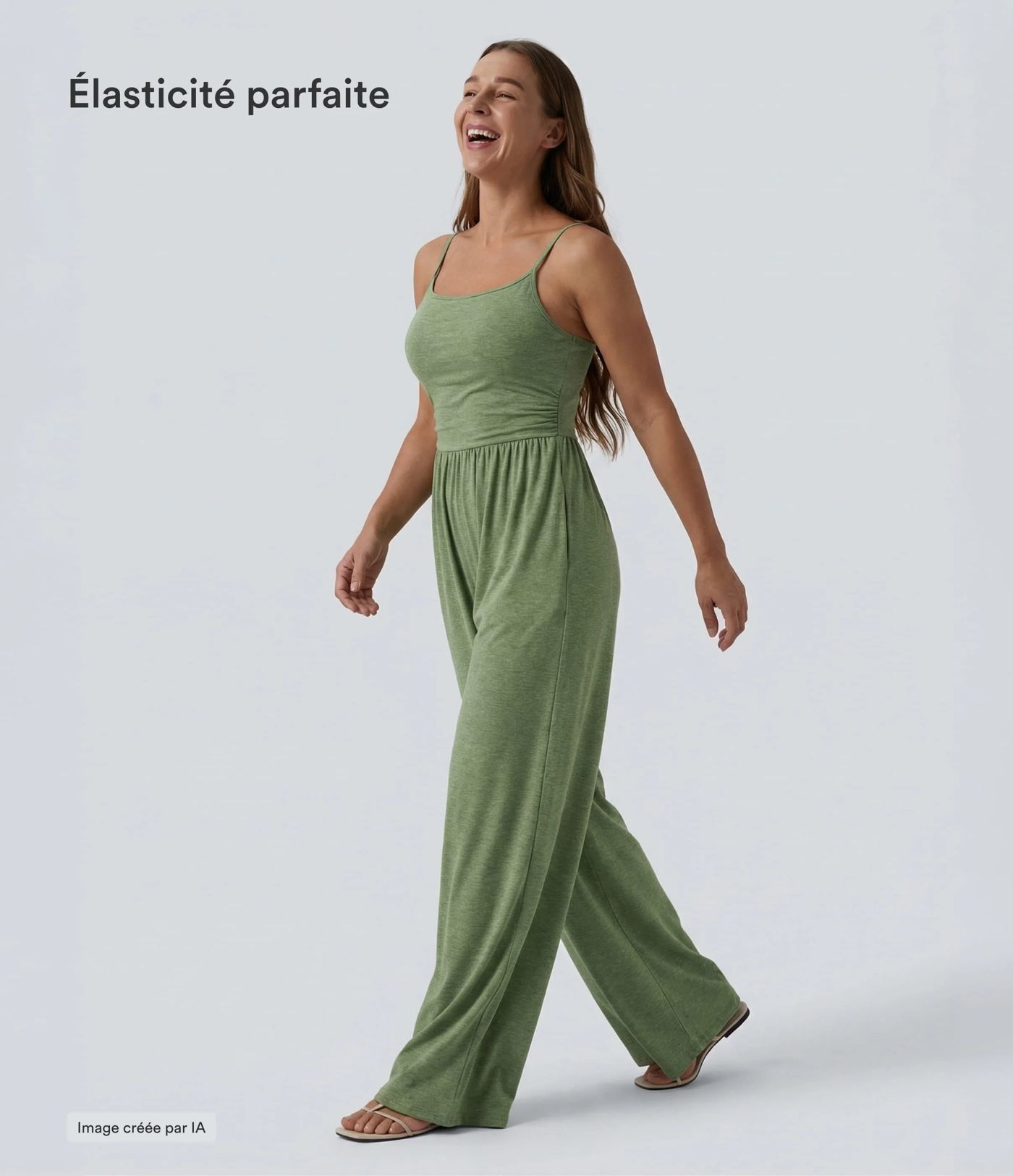 Combinaison décontractée large chinée froncée bretelles ajustables avec poches - Easy Peasy Combinaison décontractée large chinée froncée bretelles ajustables avec poches - Easy Peasy