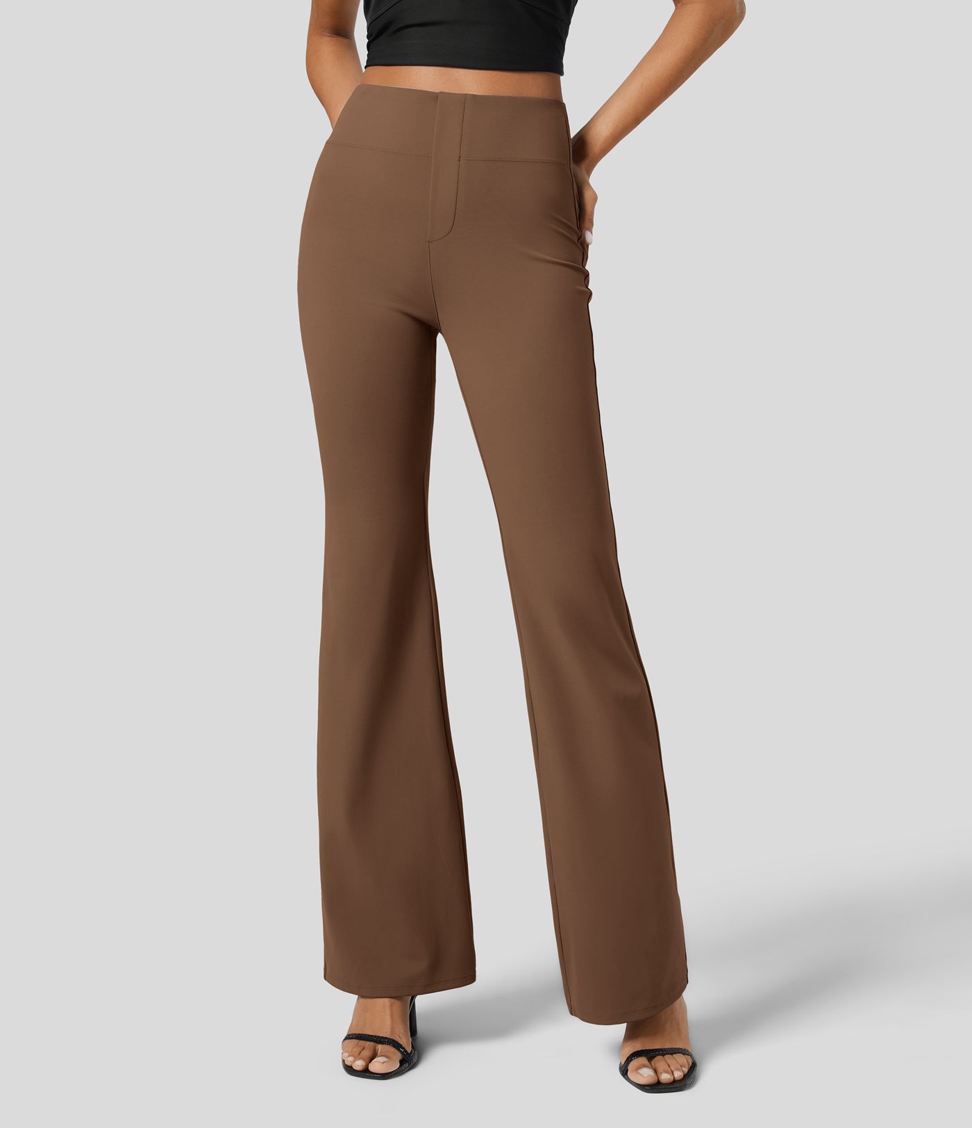Halara Flex™ Dehnbare Stoffhose mit hohem Bund und Seitentasche hinten