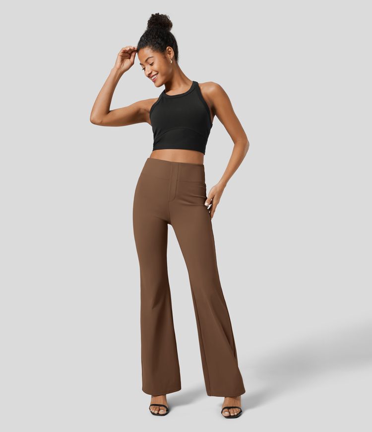Halara Flex™ Dehnbare Stoffhose mit hohem Bund und Seitentasche hinten