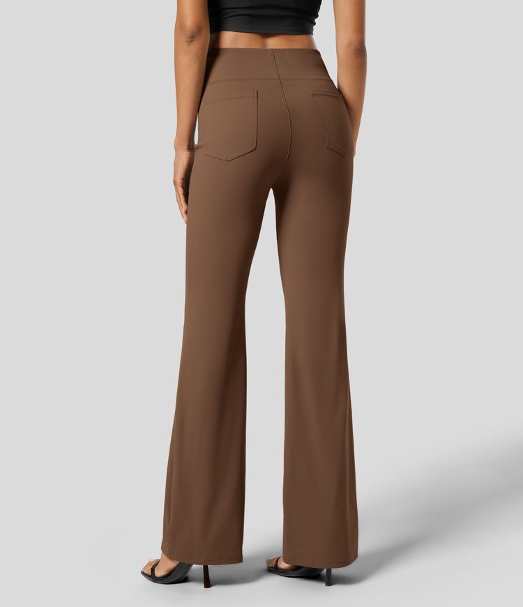 Halara Flex™ Dehnbare Stoffhose mit hohem Bund und Seitentasche hinten