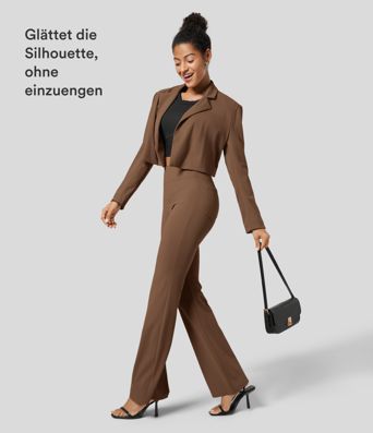 Halara Flex™ Dehnbare Stoffhose mit hohem Bund und Seitentasche hinten