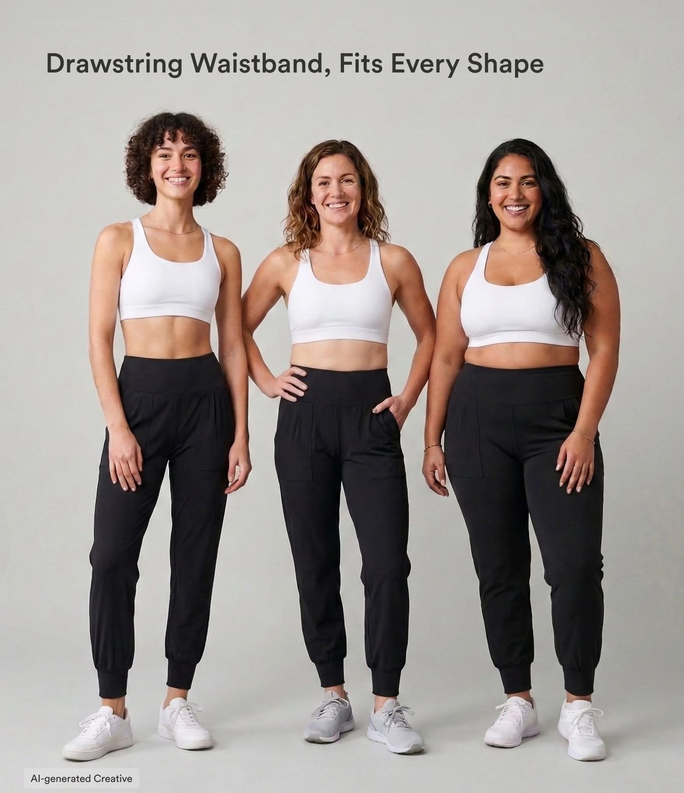 High Waisted Plain Side Pocket Casual Joggers