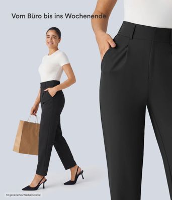 Halara Flex™ - Schmal zulaufende Arbeits-Hose mit hohem Bund und Seitentaschen