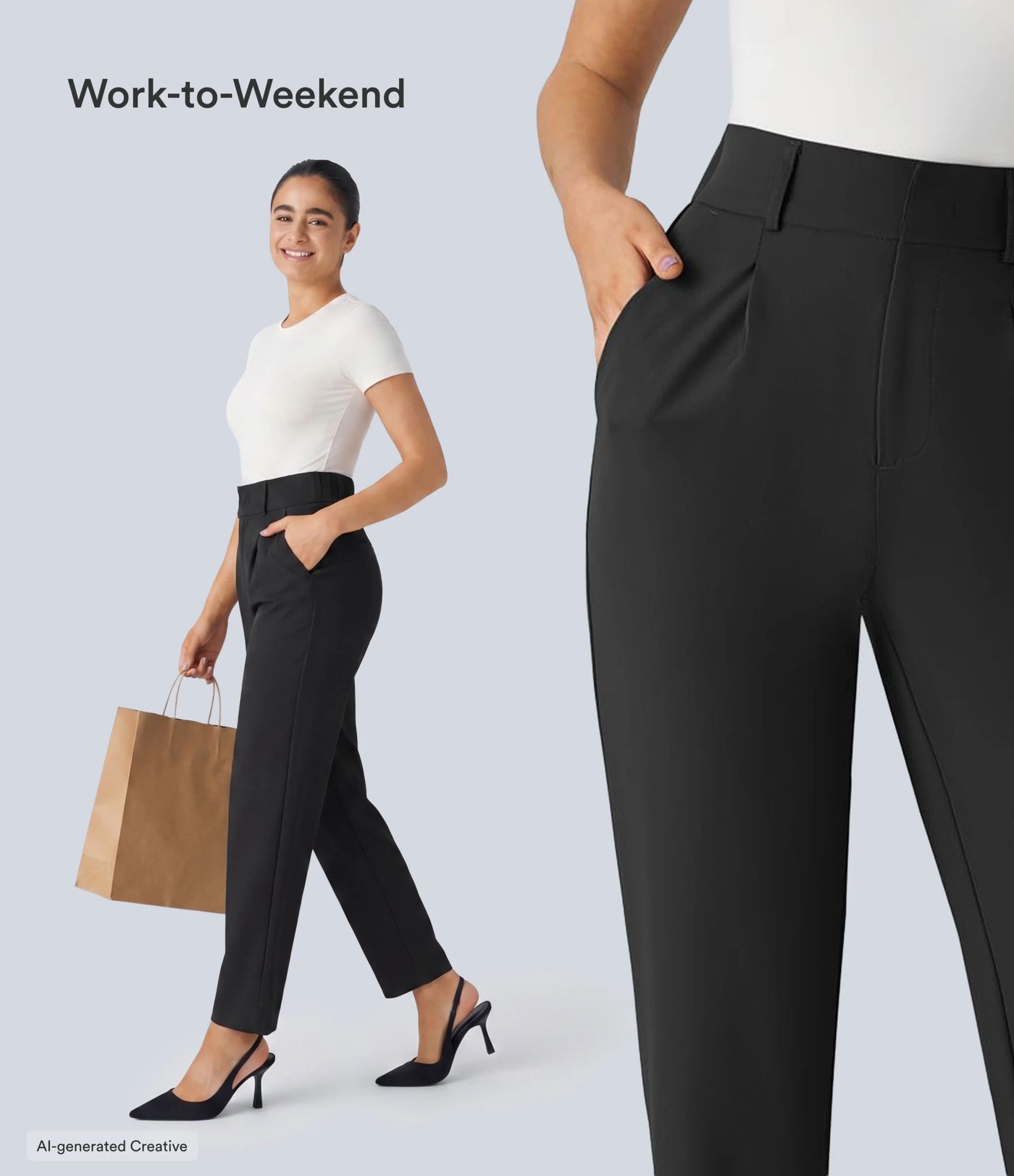 Halara Flex™ High Waisted Pocket Solid Work Tapered Pants Halara Flex™ High Waisted Pocket Solid Work Tapered Pants