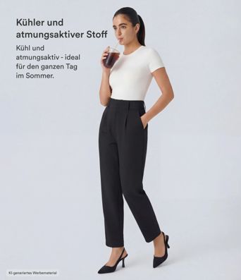 Halara Flex™ - Schmal zulaufende Arbeits-Hose mit hohem Bund und Seitentaschen Halara Flex™ - Schmal zulaufende Arbeits-Hose mit hohem Bund und Seitentaschen