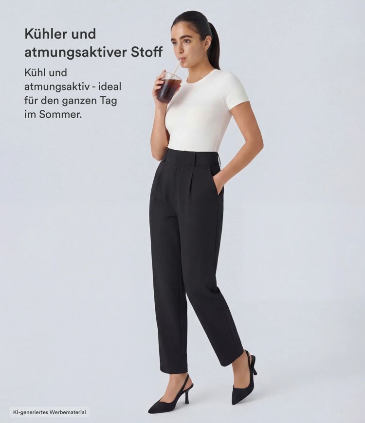 Halara Flex™ - Schmal zulaufende Arbeits-Hose mit hohem Bund und Seitentaschen Halara Flex™ - Schmal zulaufende Arbeits-Hose mit hohem Bund und Seitentaschen