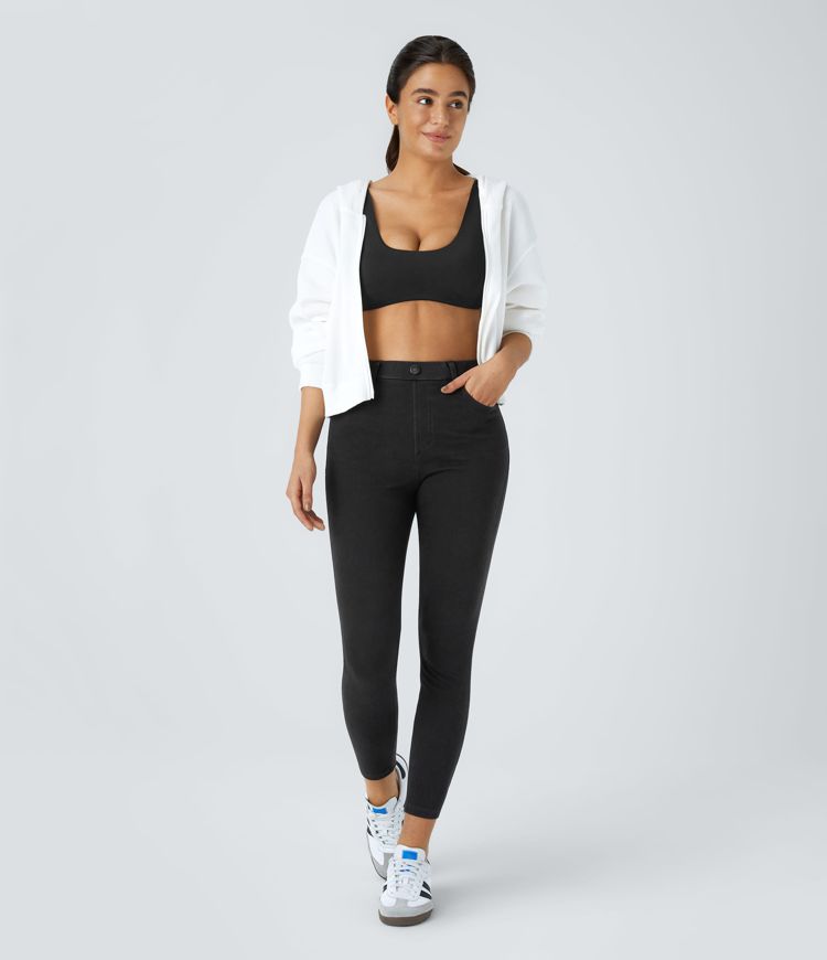 Leggings 7/8 de travail en denim taille haute avec poches Halara Flex™