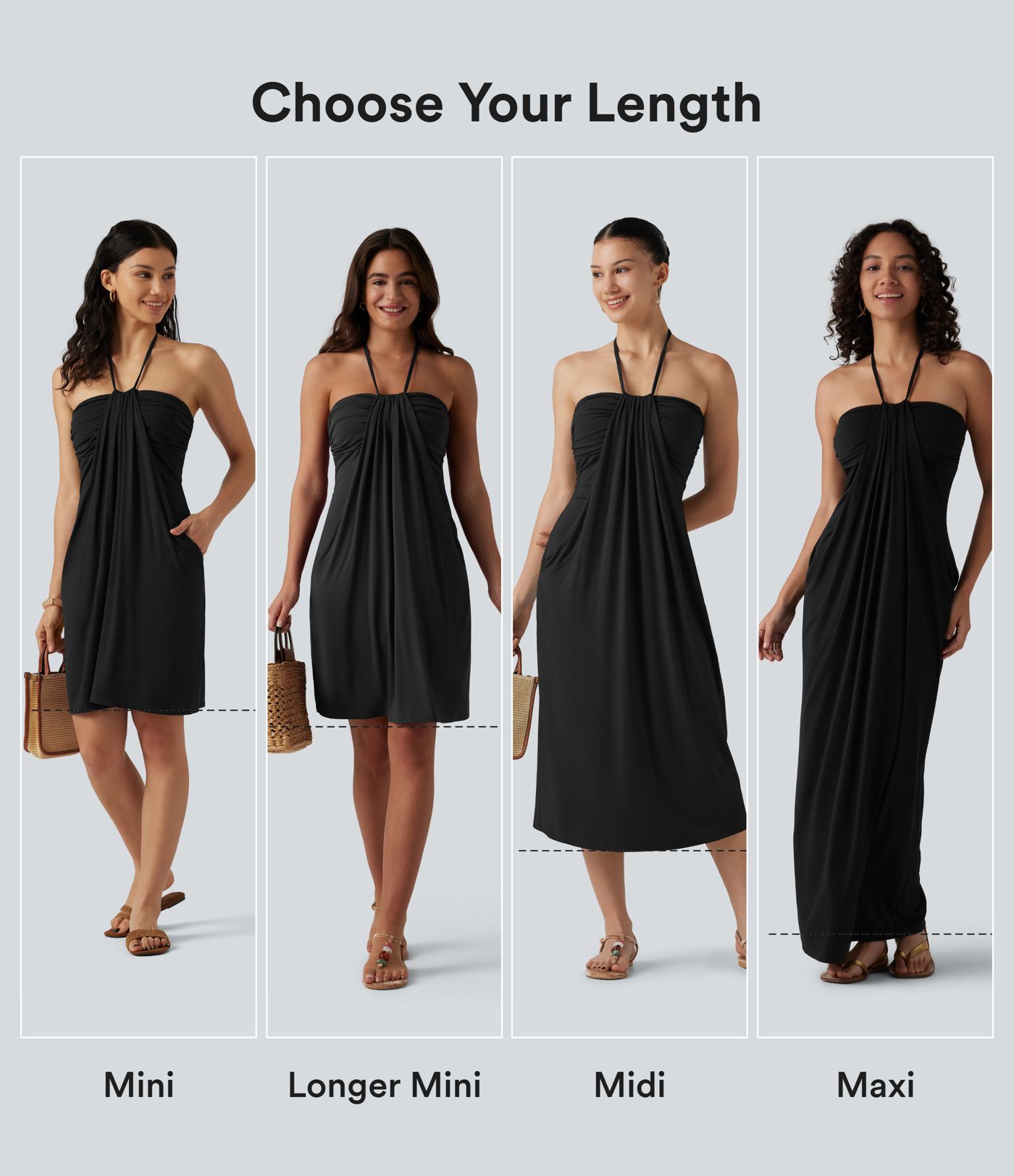 Halter Tie Back Built-in Bra Mini Resort Dress with Pockets Halter Tie Back Built-in Bra Mini Resort Dress with Pockets