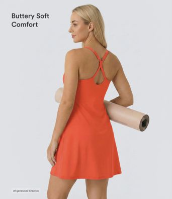 SoftlyZero™ Airy Cut Out 2-in-1 Pocket InstantCool Longer Active Dress-UPF50+ SoftlyZero™ Airy Cut Out 2-in-1 Pocket InstantCool Longer Active Dress-UPF50+