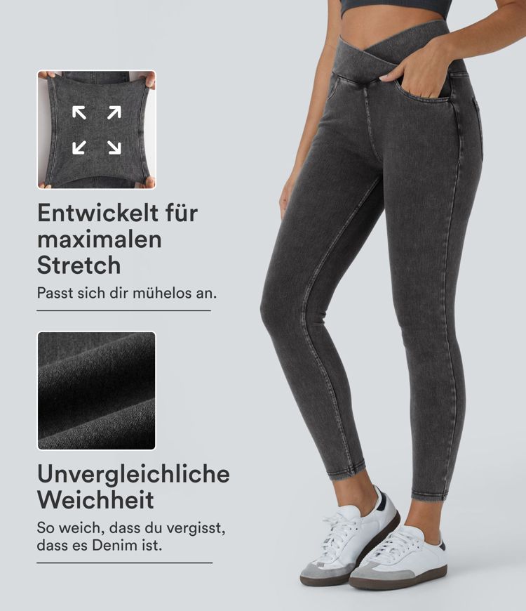 Halara Flex™ Arbeitsleggings aus elastischem Strick-Denim mit hohem Bund und mehreren Taschen Halara Flex™ Arbeitsleggings aus elastischem Strick-Denim mit hohem Bund und mehreren Taschen