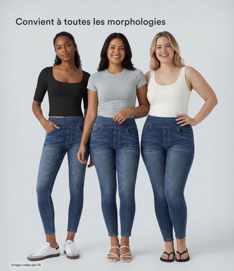 Leggings 7/8 décontractés en denim taille haute avec poches Halara Flex™ Leggings 7/8 décontractés en denim taille haute avec poches Halara Flex™