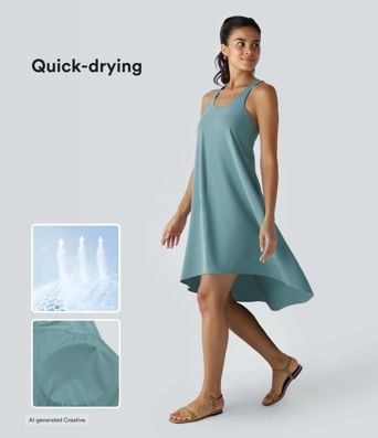 Breezeful™ RacerPocket High Low Flowy Midi Quick Dry Casual Dress