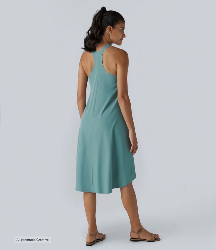 Breezeful™ RacerPocket High Low Flowy Midi Quick Dry Casual Dress
