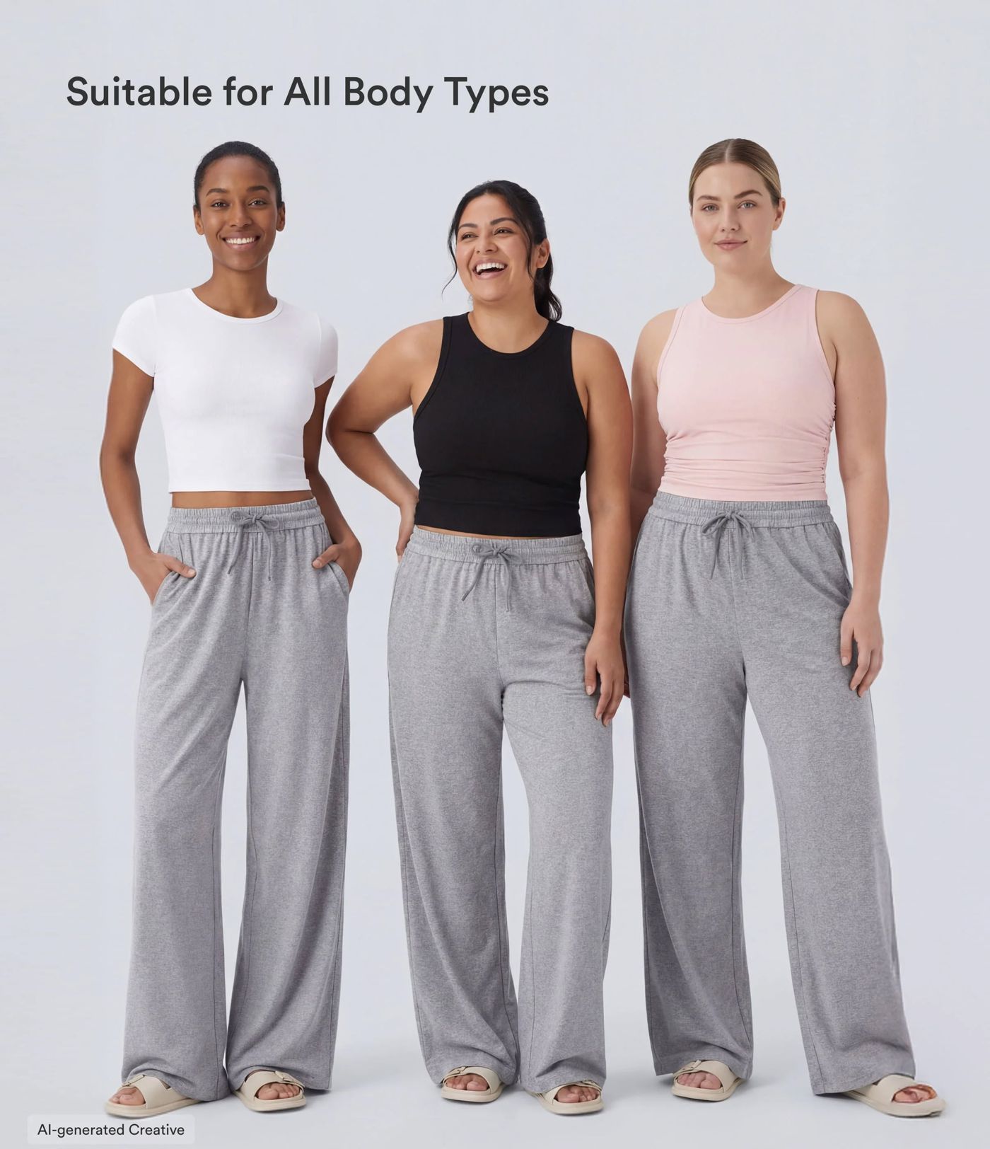 High Waisted Drawstring Pocket Wide Leg Casual Trousers High Waisted Drawstring Pocket Wide Leg Casual Trousers