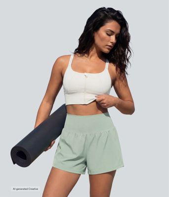 SoftlyZero™ Airy Super High Waisted 2-in-1 Cool Touch Yoga Shorts 5'' with Pockets-Longer Length SoftlyZero™ Airy Super High Waisted 2-in-1 Cool Touch Yoga Shorts 5'' with Pockets-Longer Length
