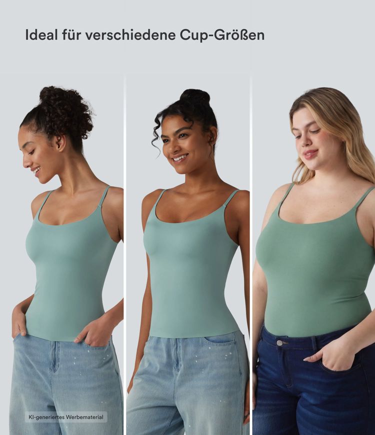 Lässiges Tanktop mit Rundhalsausschnitt und integriertem BH - B-E Cups Lässiges Tanktop mit Rundhalsausschnitt und integriertem BH - B-E Cups
