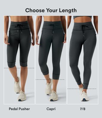 High Waisted Drawstring Striped Yoga Leggings with Pockets High Waisted Drawstring Striped Yoga Leggings with Pockets