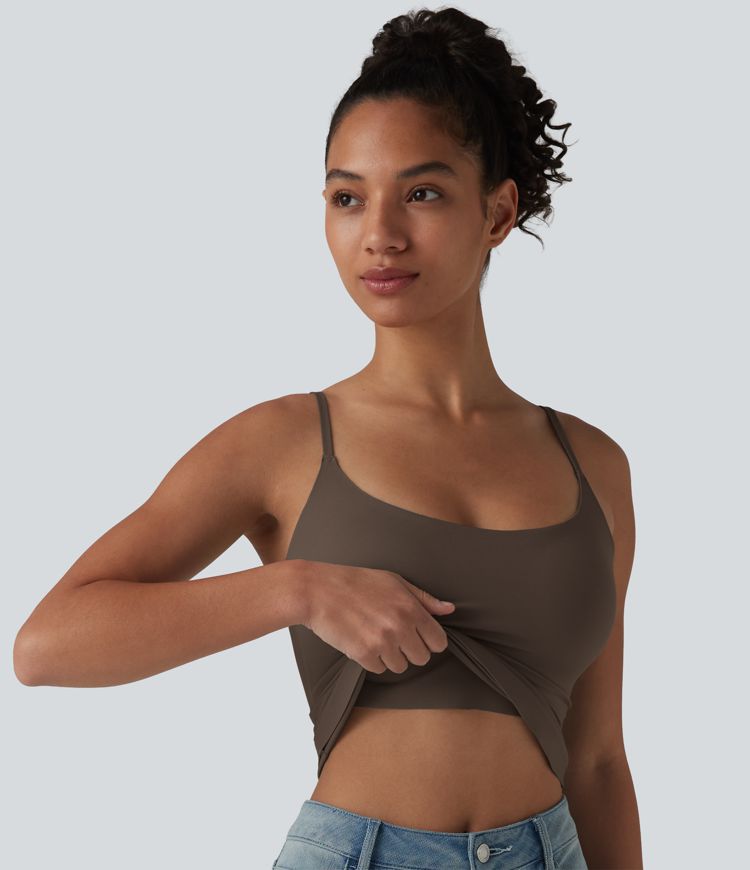Scoop Neck Built-in Bra Casual Tank Top B-E Cups Scoop Neck Built-in Bra Casual Tank Top B-E Cups