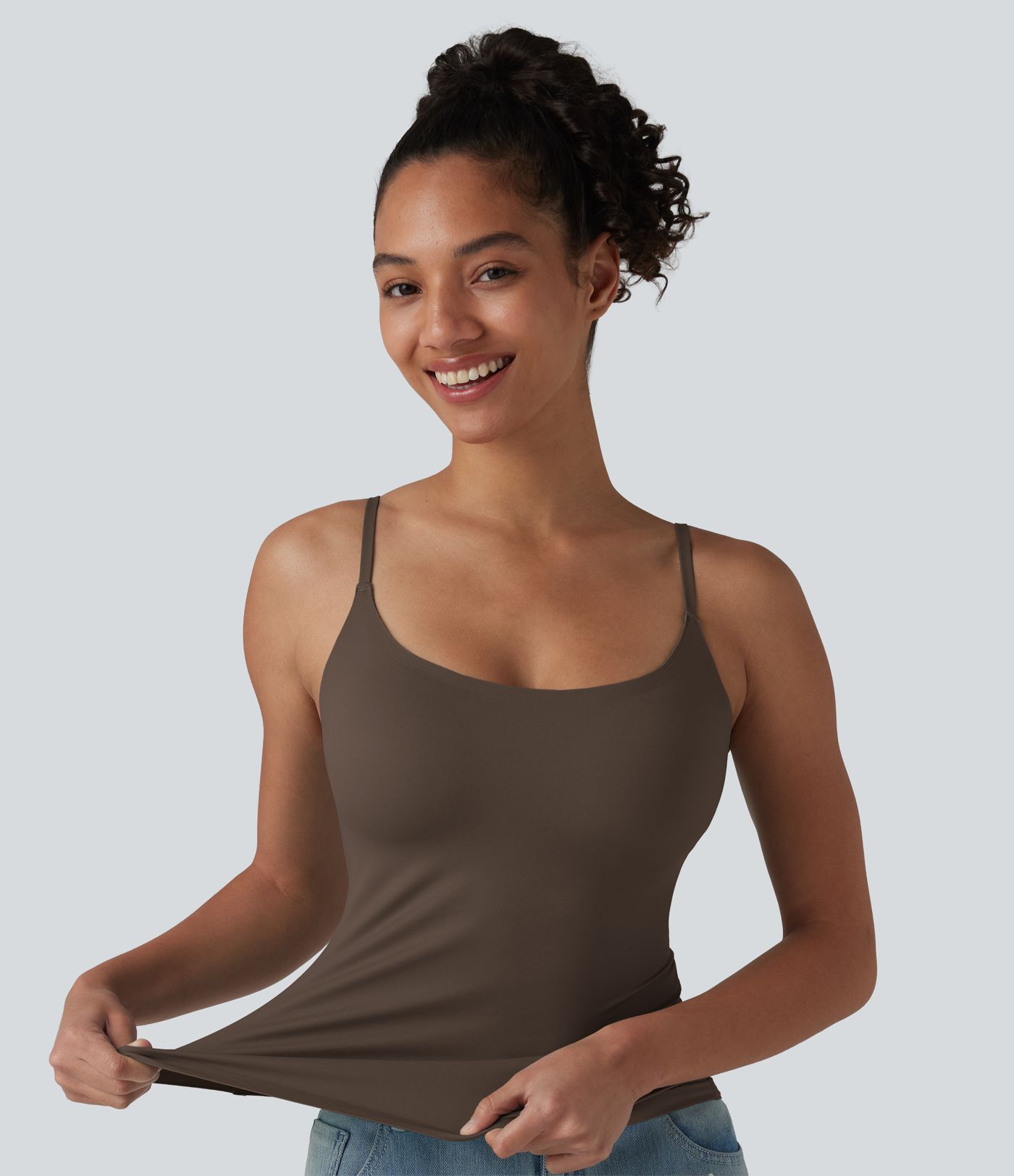 Scoop Neck Built-in Bra Casual Tank Top B-E Cups Scoop Neck Built-in Bra Casual Tank Top B-E Cups
