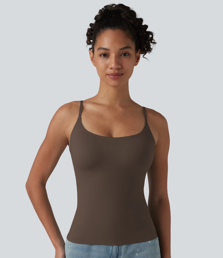Scoop Neck Built-in Bra Casual Tank Top B-E Cups Scoop Neck Built-in Bra Casual Tank Top B-E Cups