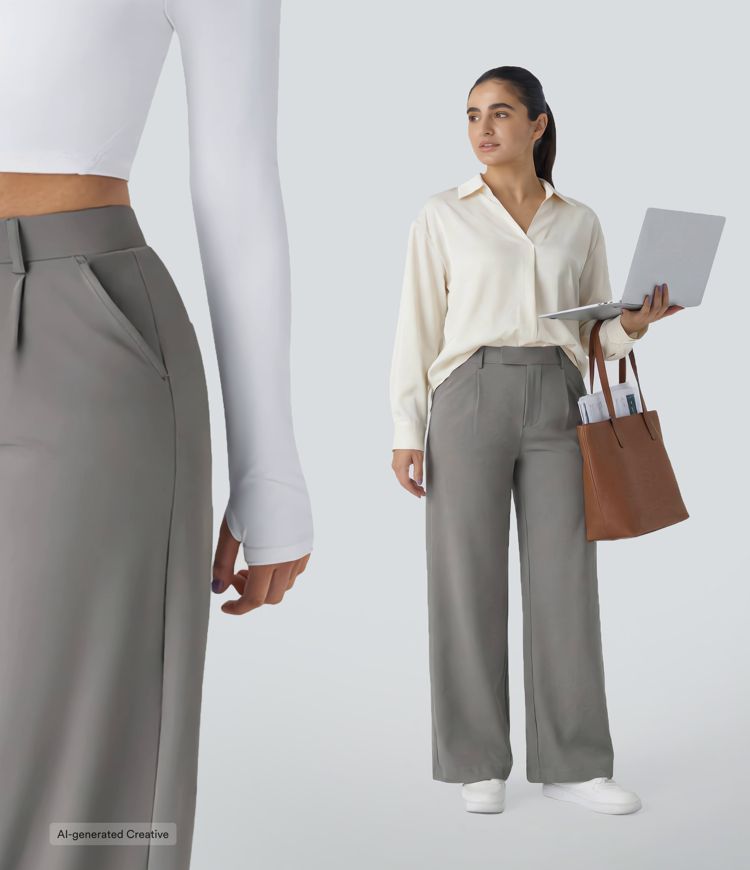 Halara Flex™ DayStretch High Waisted Pocket Straight Leg Work Pants Halara Flex™ DayStretch High Waisted Pocket Straight Leg Work Pants