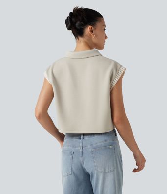 Dropped Short Sleeve Color Block Casual T-Shirt
